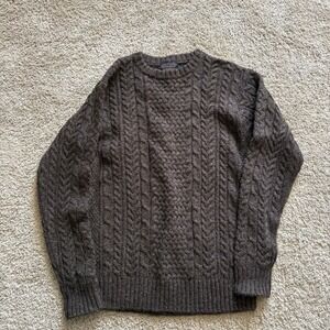 Pendleton Fisherman Sweater Mens M Brown Shetland Wool Cable Knit Crew Pullover